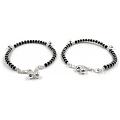 925 Sterling Silver Kids Najariya (Black Beads) Anklet - Style#13